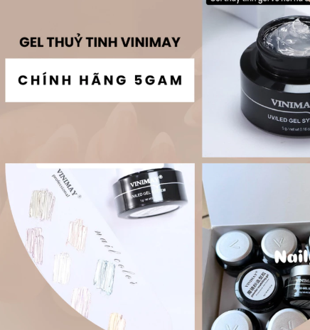 Gel thủy tinh vẽ nổi Vinimay chính hãng 5g, Gel đặc vẽ tạo hình móng chà tráng gương nail