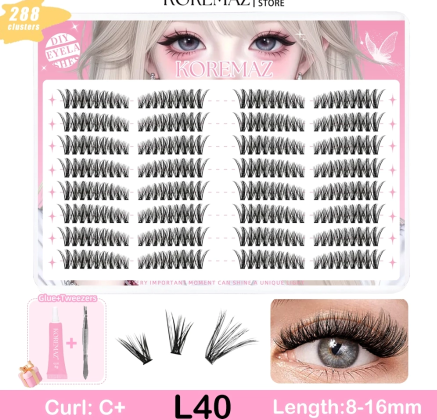 Hộp Lông Mi Giả Makeup Mi chùm Cluster 10 Hàng 9-16mm Có Thể Tái Sử Dụng nhiên cho người mới trang điểm dễ gắn
