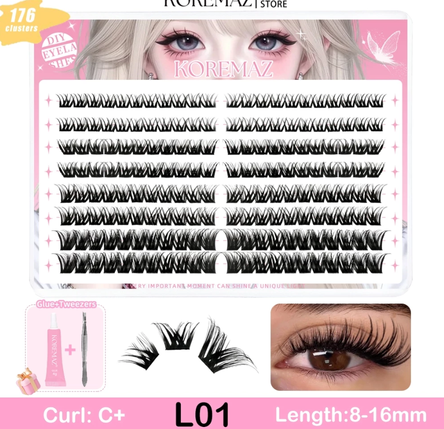 Hộp Lông Mi Giả Makeup Mi chùm Cluster 10 Hàng 9-16mm Có Thể Tái Sử Dụng nhiên cho người mới trang điểm dễ gắn