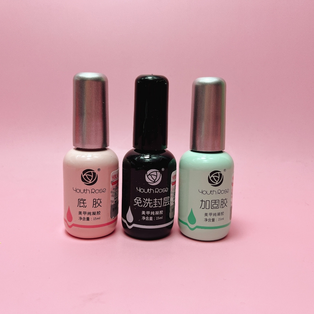 Sơn Gel Hoa Hồng Base ( chai hồng) & Top ( chai màu đen) ,Cứng móng sản phẩm thịnh hành