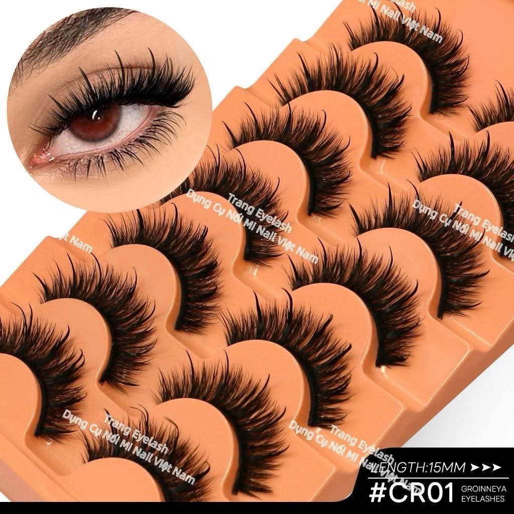 Lông mi Strip Lashes hot trend ( Natural False Eyelashes Cat Eye Lashes Strips Invisible Band Fake Mink Strip Lash Wispy Thin Clear Band Cateye Eye Lash Pack Full Volume Medium Length 8-18mm)