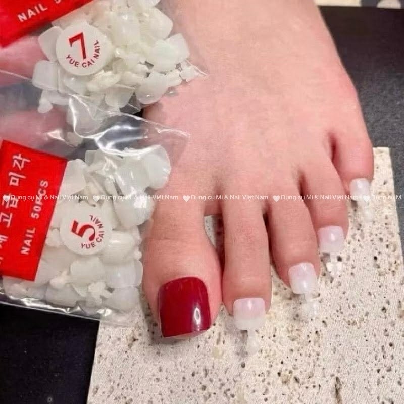 Móng chân úp vuông ngắn , móng chân đủ size 0-9, móng giả gắn chân