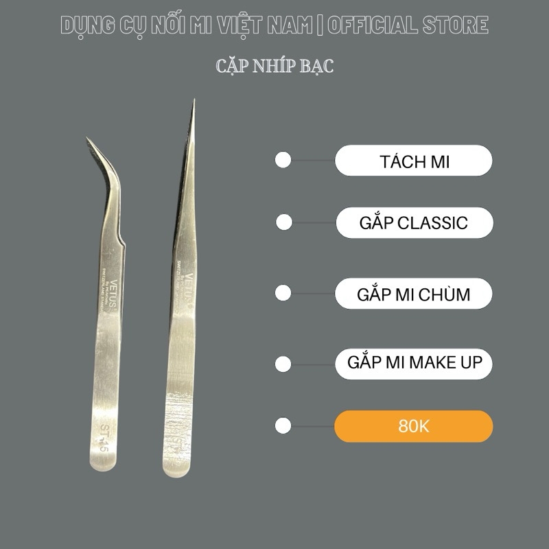 Các loại nhíp classic, nhíp tách, nhíp gắp mi chùm, nhíp mi makeup