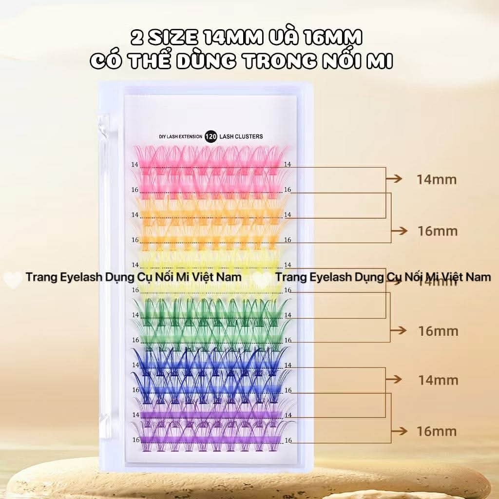 Mi chùm Màu Cluster color 120 Cụm Cong 3D, Mix Màu Hỗ Trợ Trang Điểm, Makeup, Nối Mi
