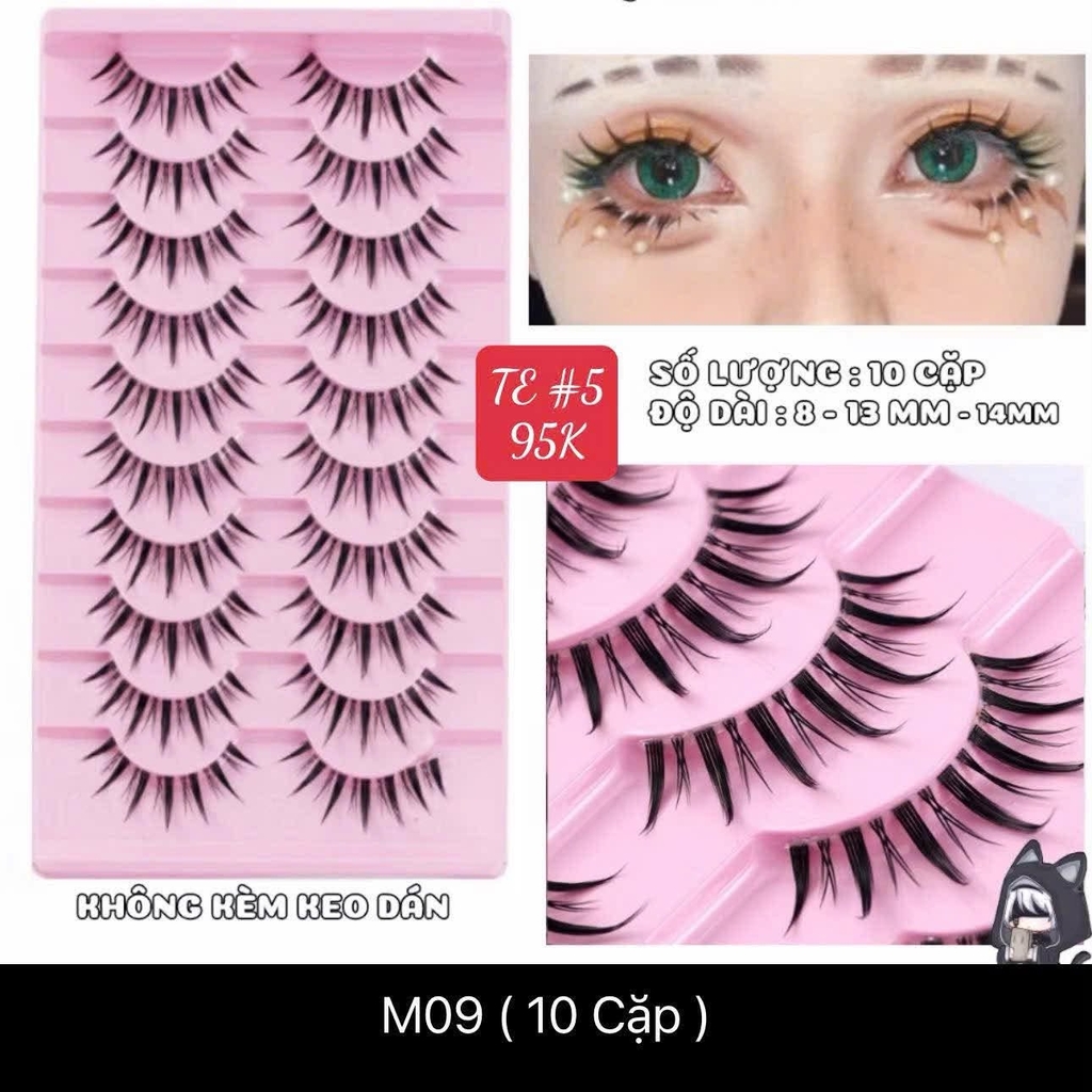 Lông mi Strip Lashes hot trend ( Natural False Eyelashes Cat Eye Lashes Strips Invisible Band Fake Mink Strip Lash Wispy Thin Clear Band Cateye Eye Lash Pack Full Volume Medium Length 8-14)
