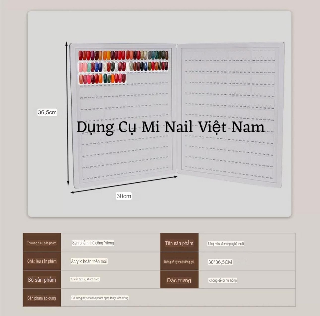 Sổ trưng bày bảng màu móng Nail 528 móng ( Tặng kèm móng )