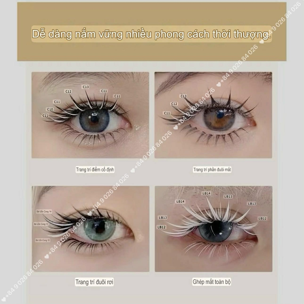 Màu Trắng Lông Mi Camellia Douyin Trung Hoa, mi Manhua, Balayage,Mi Trung Hoa Bạch Tuyết (màu trắng)
