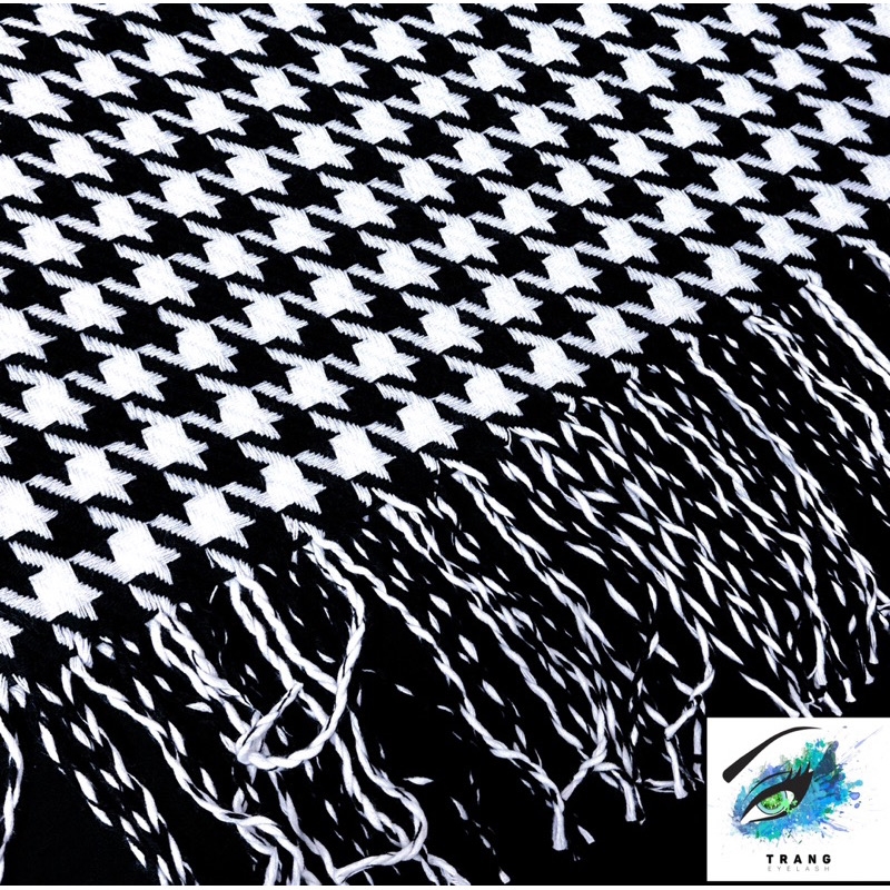 Chăn lông cừu dệt kim cao cấp hoạ tiết houndstooth Bắc Âu