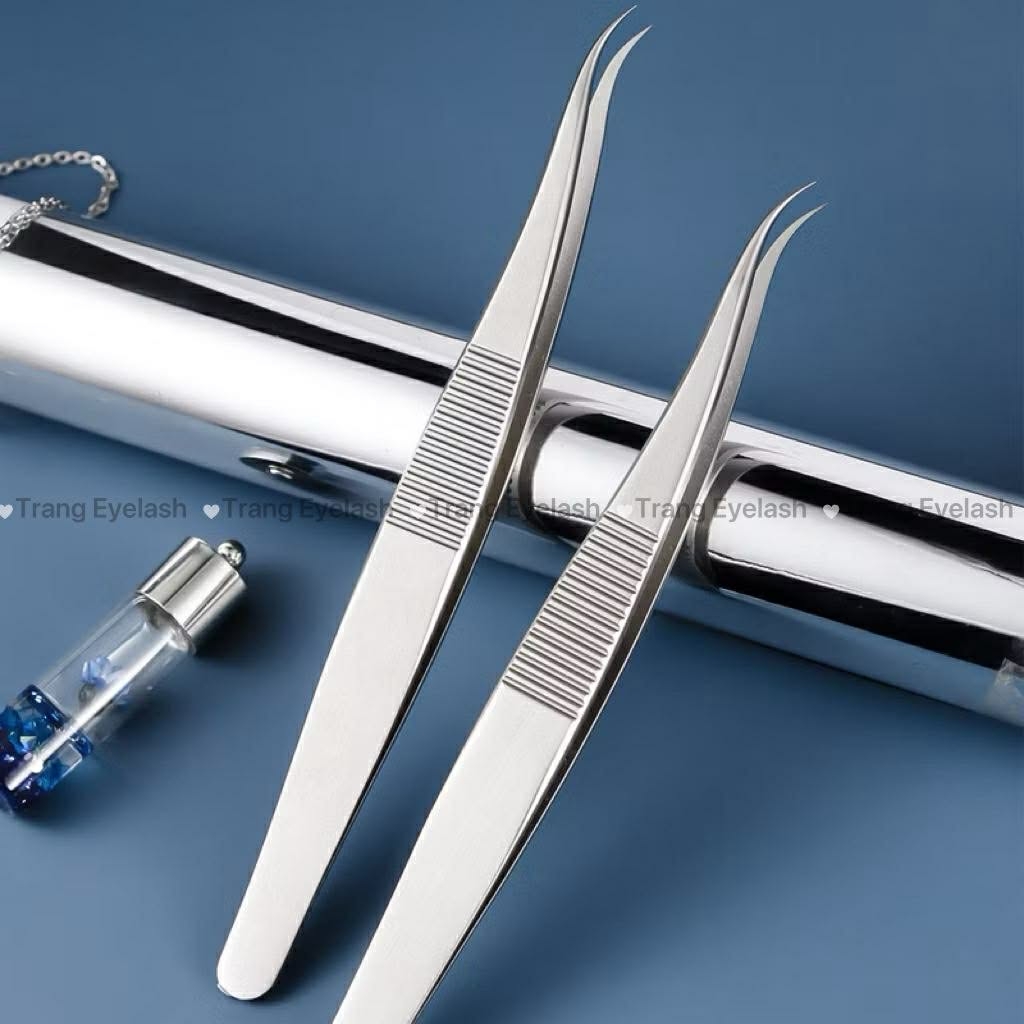 Nhíp nối mi Manhua Douyin chuẩn, phù hợp kỹ thuật Classic, Volume, Nhíp nối mi chuyên nghiệp bằng thép không gỉ, đầu cong chuẩn xác, gắp fan dễ – tách mi chuẩn,