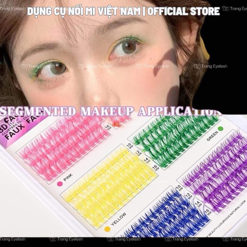 Lông mi Chùm Màu - Cluster Color Lashes, nhiều màu mix size 10-16mm.