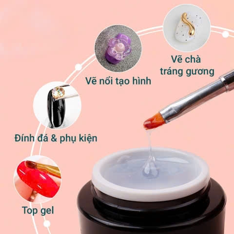 Gel vẽ nổi thủy tinh QS 20ml độ bám tốt, trong suốt, tạo hiệu ứng nổi 3D trang trí móng