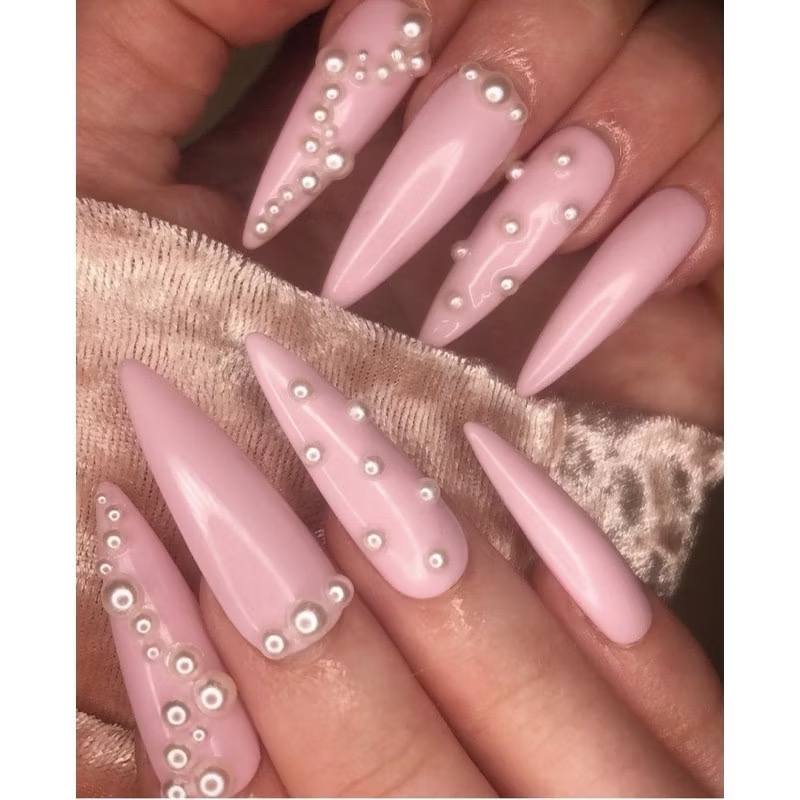 ￼Hạt ngọc trai nhân tạo đế bằng đính trên móng tay,phụ kiện nail