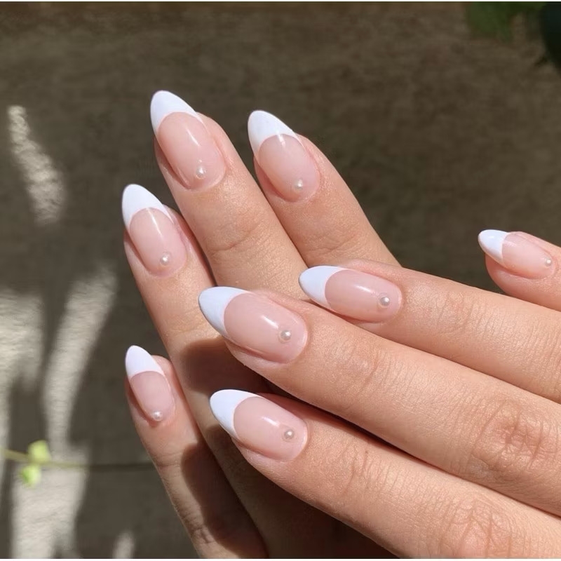 ￼Hạt ngọc trai nhân tạo đế bằng đính trên móng tay,phụ kiện nail