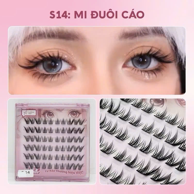 Lông mi makeup tự dính có keo sẵn ở chân mi,lông mi mềm