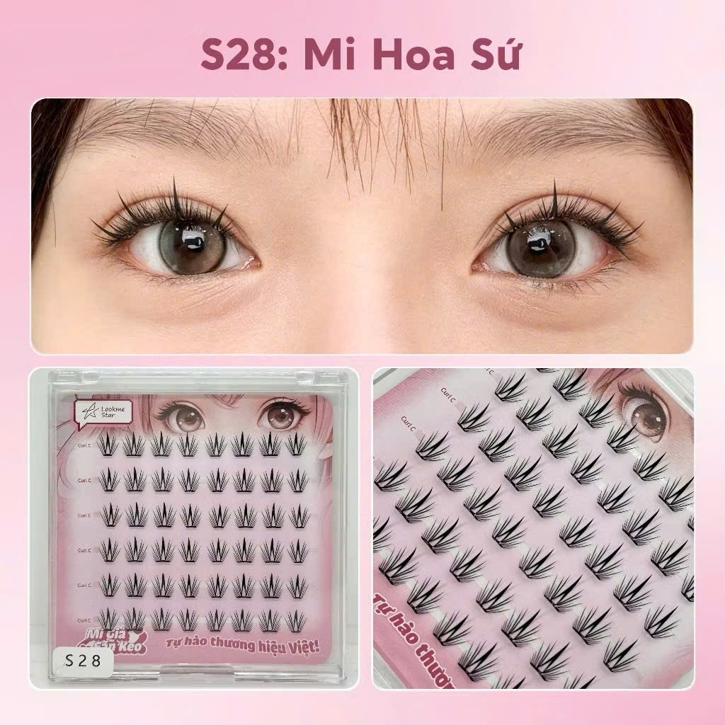 Lông mi makeup tự dính có keo sẵn ở chân mi,lông mi mềm