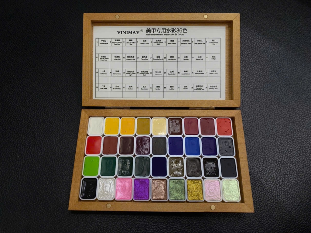 Set màu nước nén 36 màu hộp gỗ Vinimay
