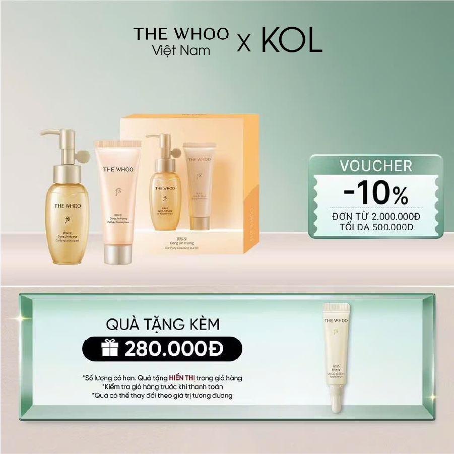 Bộ Làm Sạch Whoo Gongjinhyang Clarifying Cleansing Duo Kit