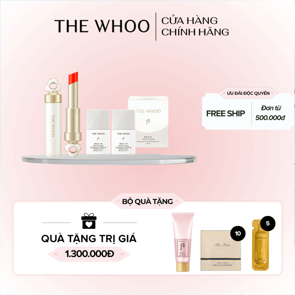 Bộ Son Dưỡng Môi Đông Y Whoo Mi Glow Lip Balm Set Peony Coral