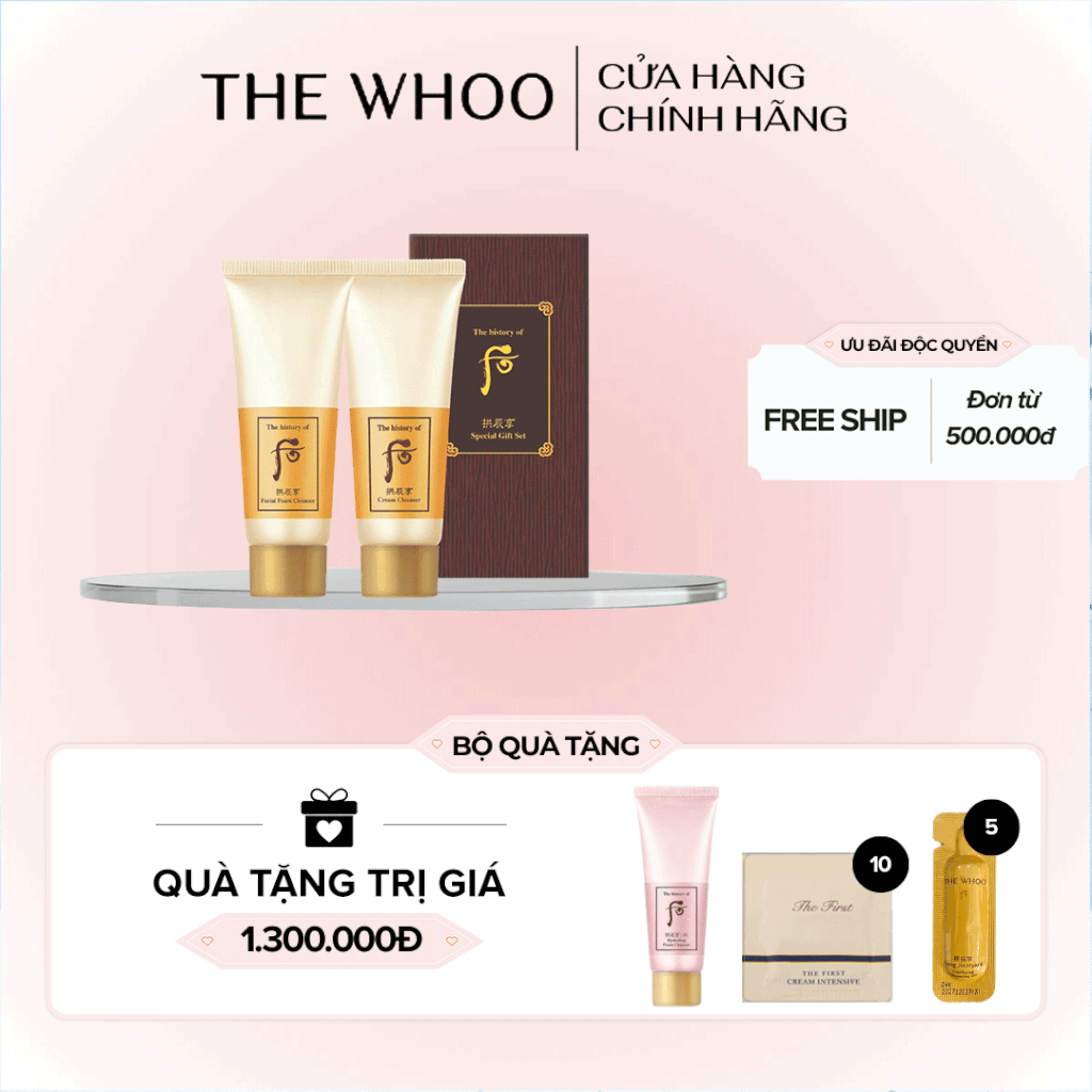 Cặp Sữa Rửa Mặt Kem Tẩy Trang Whoo Gongjinhyang Foam GWP 2pcs Set 40mlx2