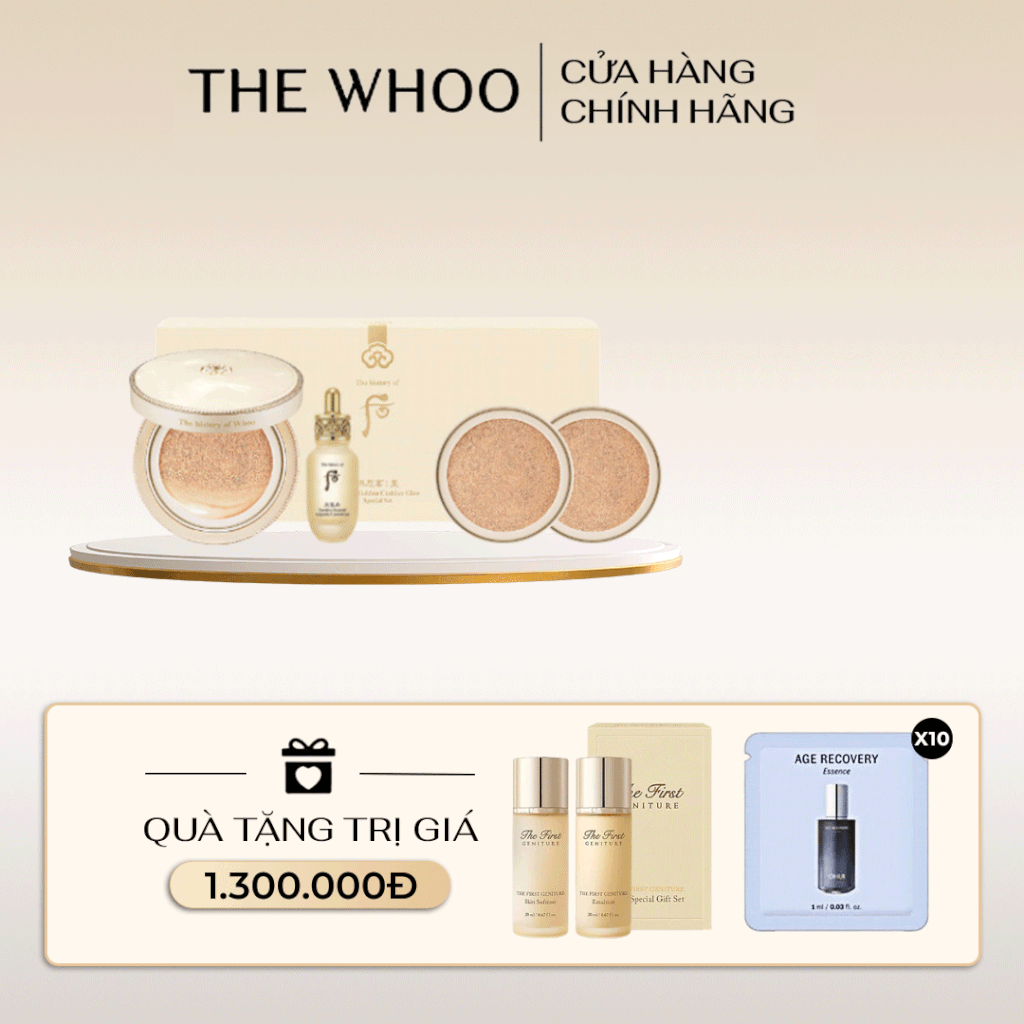 Bộ Cushion Trang Điểm Whoo Gongjinhyang Mi Luxury Golden Cushion Glow