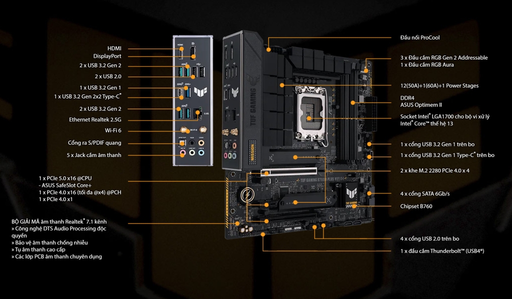 Mainboard Asus TUF B760M-Plus Wifi DDR4