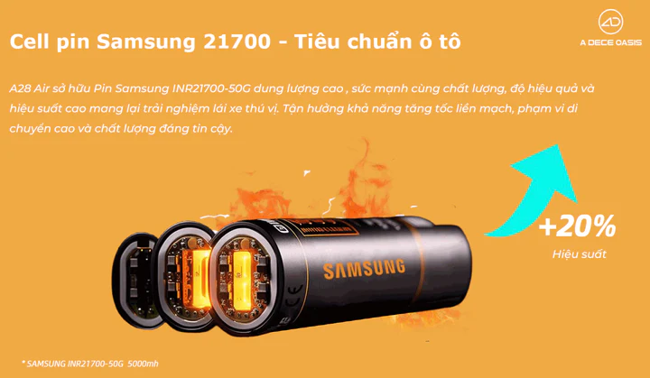 pin Samsung INR 21700-50G với thiết kế mạch bảo vệ kép tăng cường tuổi thọ, hạn chế hỏng hóc, tuổi thọ cao lên đến 10 năm