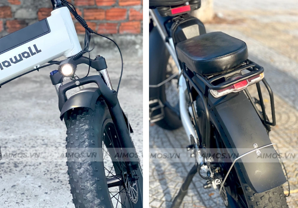 Trang bị đèn trên xe đạp trợ lực điện AIMOS C20 PRO