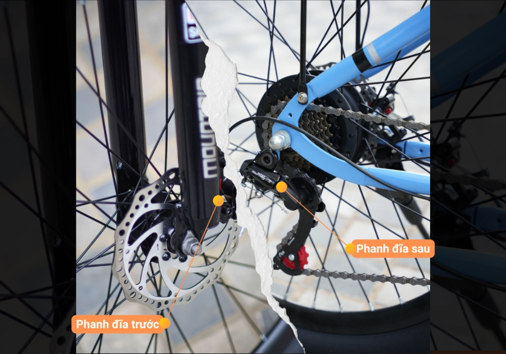 Phanh đĩa đôi trước – sau kết hợp ngắt điện khi phanh