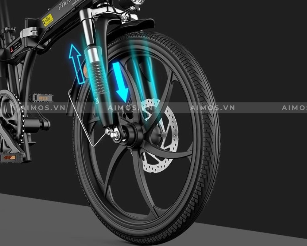 Xe đạp trợ lực điện Phoenix R20 được trang bị phuộc giảm xóc trước cao cấp