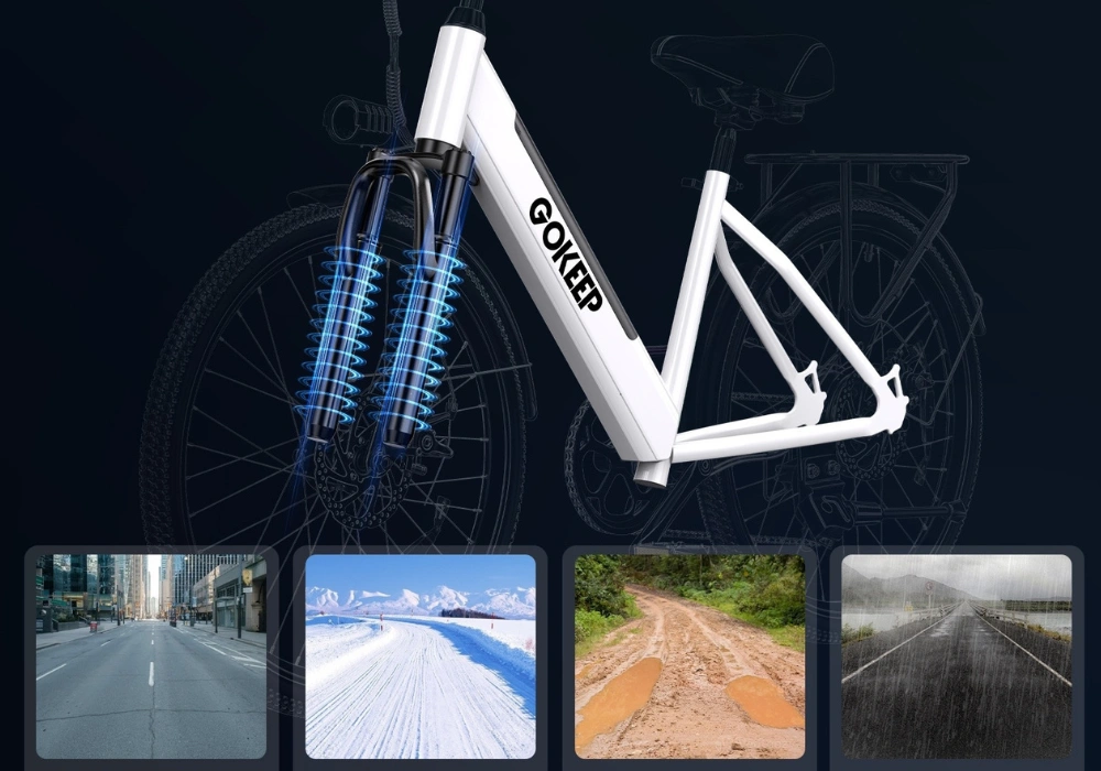 Xe đạp trợ lực điện GOKEEP EP26 trang bị phuộc trước dạng nhún cơ