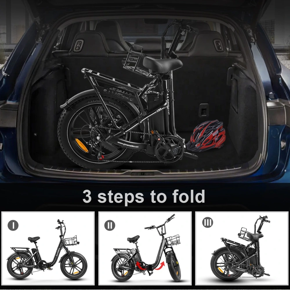 Thiết kế Gấp gọn & Linh hoạt Thiết kế của xe đạp trợ lực Samebike C05 Pro