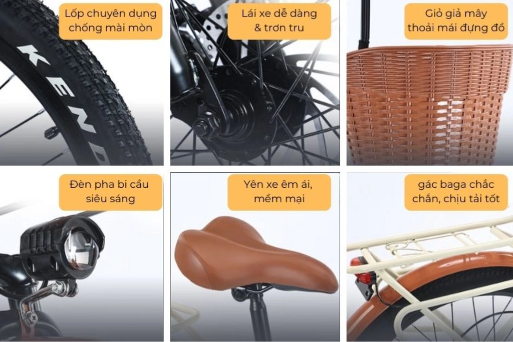 Xe đạp trợ lực điện Phoenix được trang bị đầy đủ linh kiện