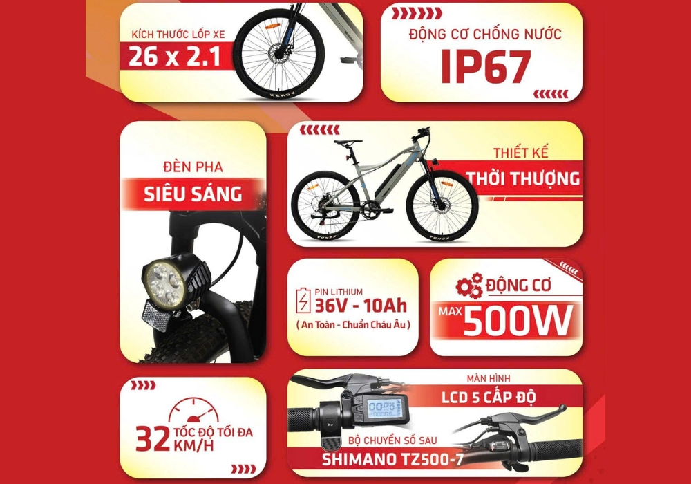 Xe đạp trợ lực điện Bluesuda EM15 đi kèm nhiều tiện ích thông minh