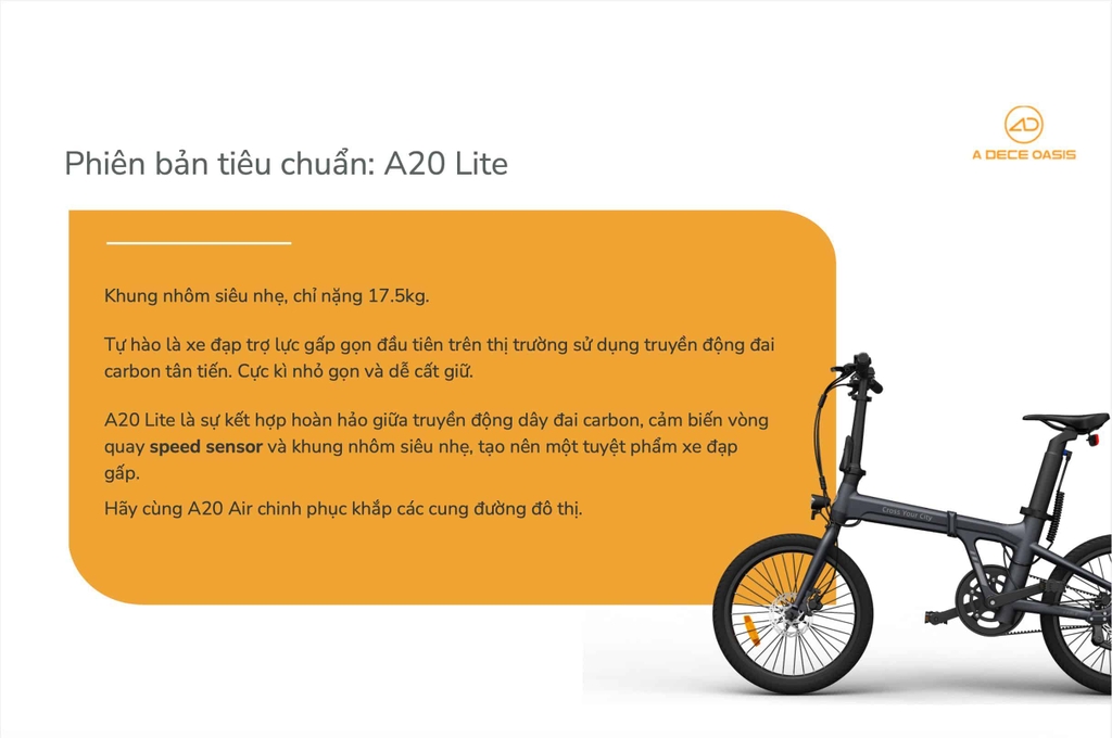 phiên bản xe đạp trợ lực điện ADO A20 Lite