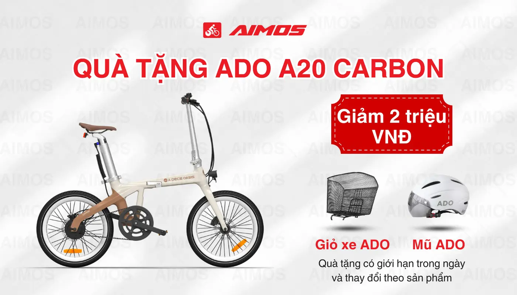 Quà tặng xe đạp trợ lực điện Ado A20 Carbon