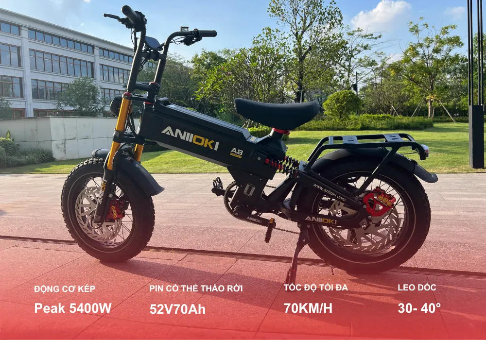 Xe đạp trợ lực điện ANIIOKI A8 Pro Max động cơ kép