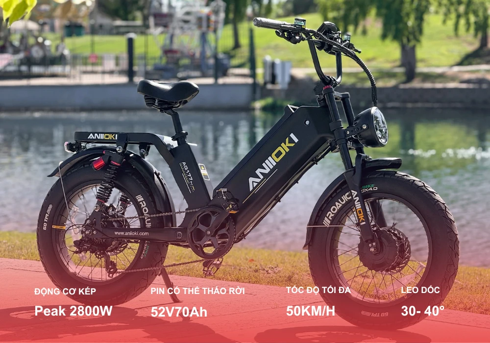 Xe đạp trợ lực điện&nbsp;Aniioki AQ177 Pro Max động cơ kép