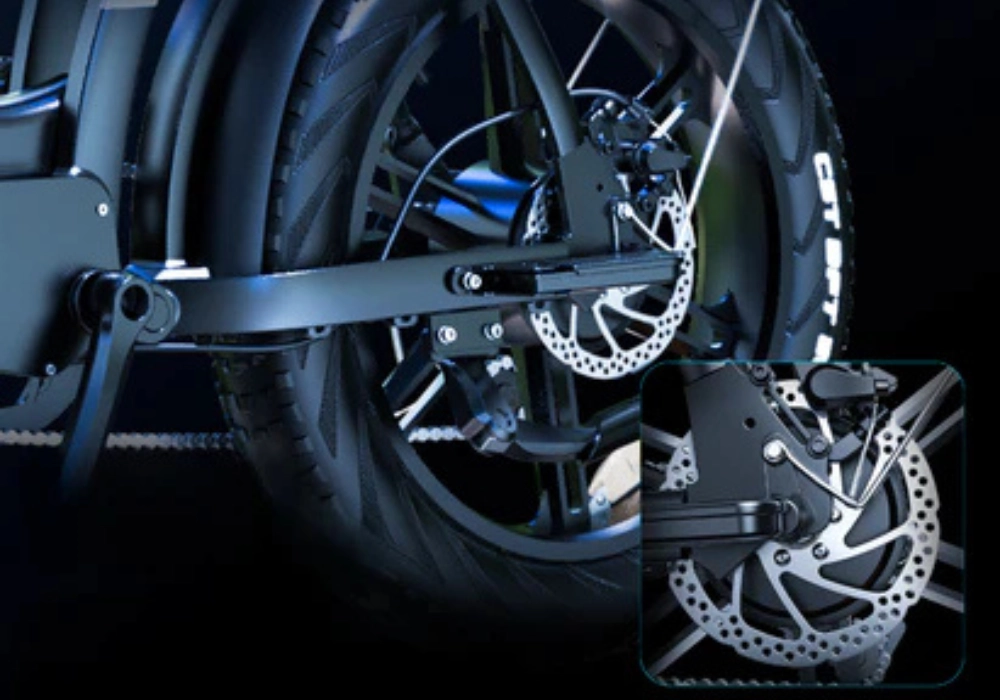 Xe đạp trợ lực điện OUXI Q8 dùng phanh đĩa dầu Logan