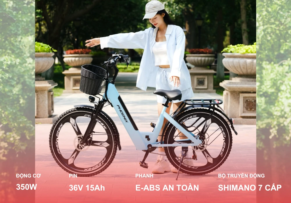 Xe đạp trợ lực điện Phoenix D2 Thiết kế xe đạp trợ lực điện Phoenix D2