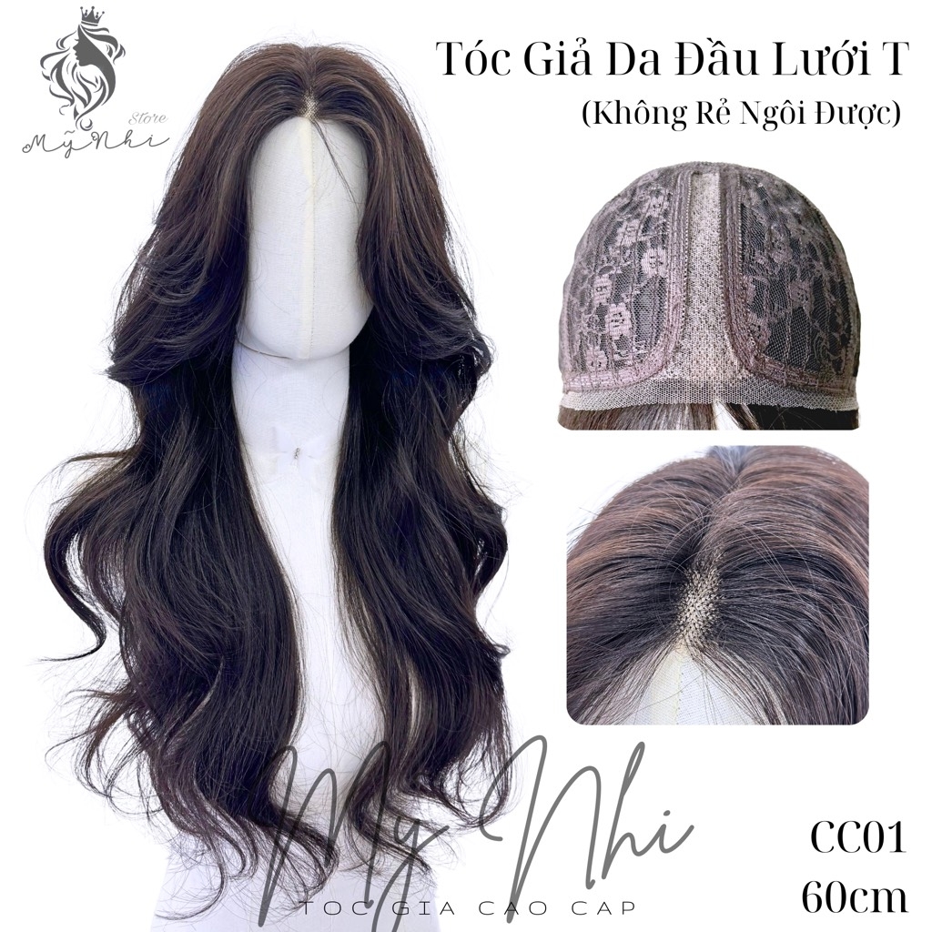 Siêu Da Đầu Tóc Giả CC01 Lưới T Xoăn Layer Mái Bay (dưỡng + lưới + lược + miếng Dán)