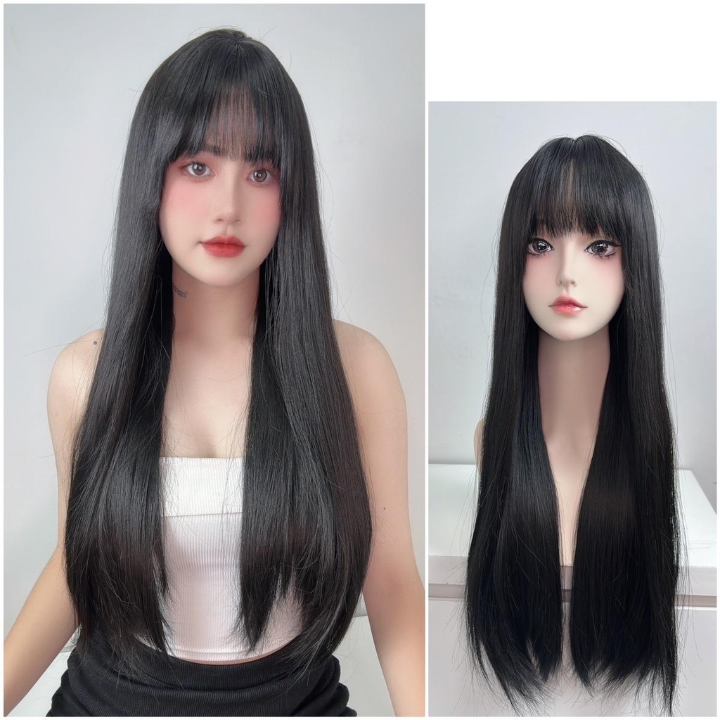 Tóc Giả Nữ Nguyên Đầu Tóc Thẳng Lửng MN03 (nhiều độ dài) kèm dưỡng + lược + lưới