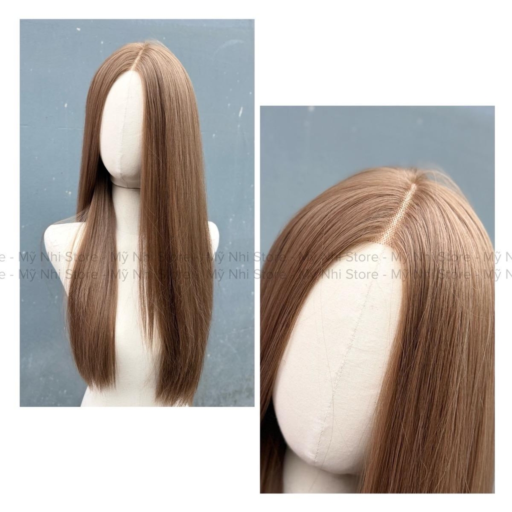 Siêu Da Đầu Tóc Giả Lưới Chữ T CC17 Thẳng Hai Mái Dài 65cm