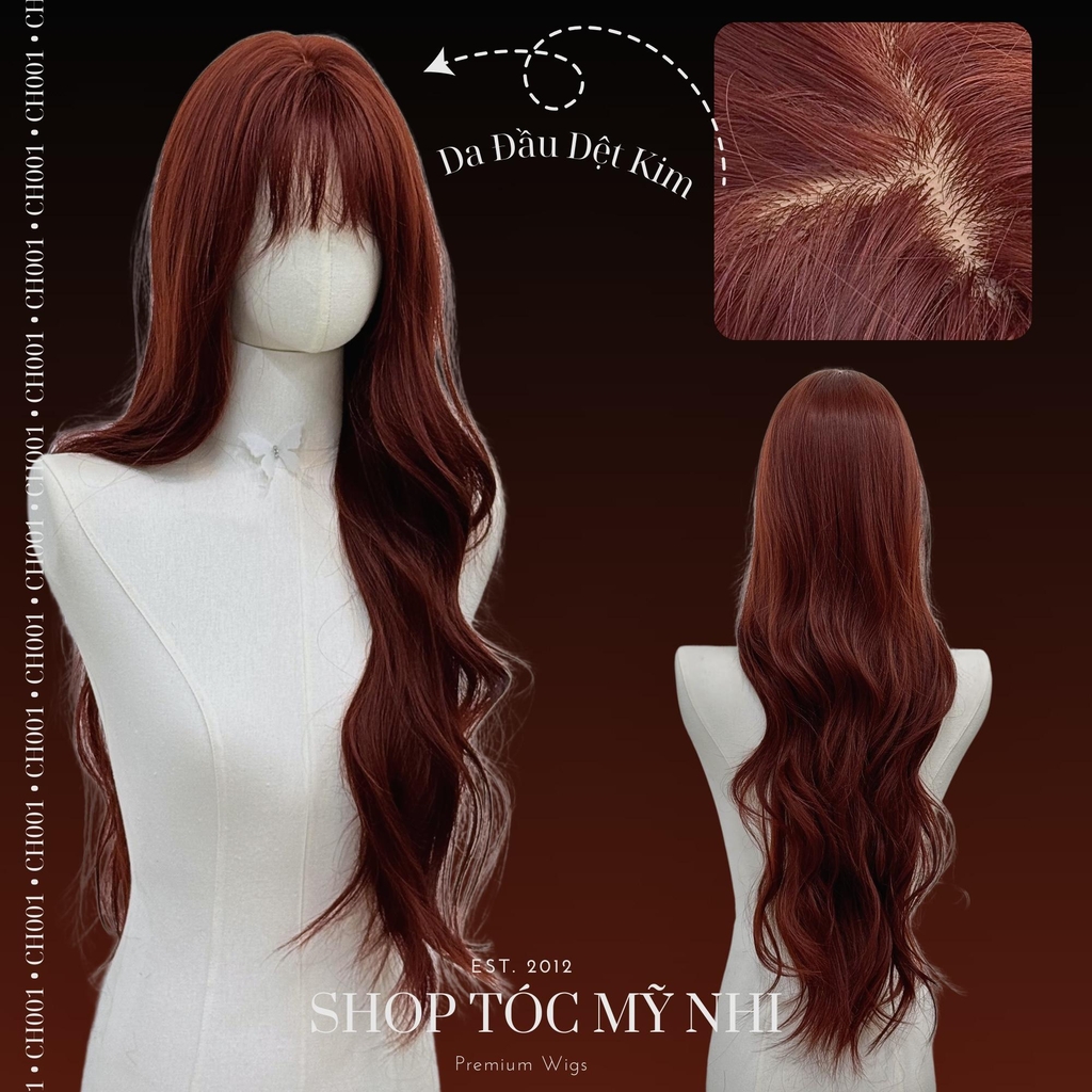 Tóc Giả Nguyên Đầu Dệt Kim CH001 Xoăn Layer Mái Thưa 65cm