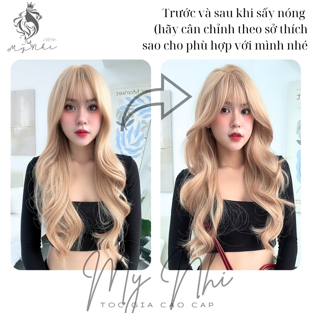 Tóc Giả Nguyên Đầu Dệt Kim CH001 Xoăn Layer Mái Thưa 65cm