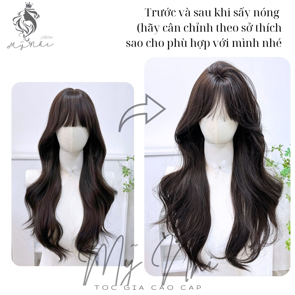 Tóc Giả Nguyên Đầu Dệt Kim CH001 Xoăn Layer Mái Thưa 65cm