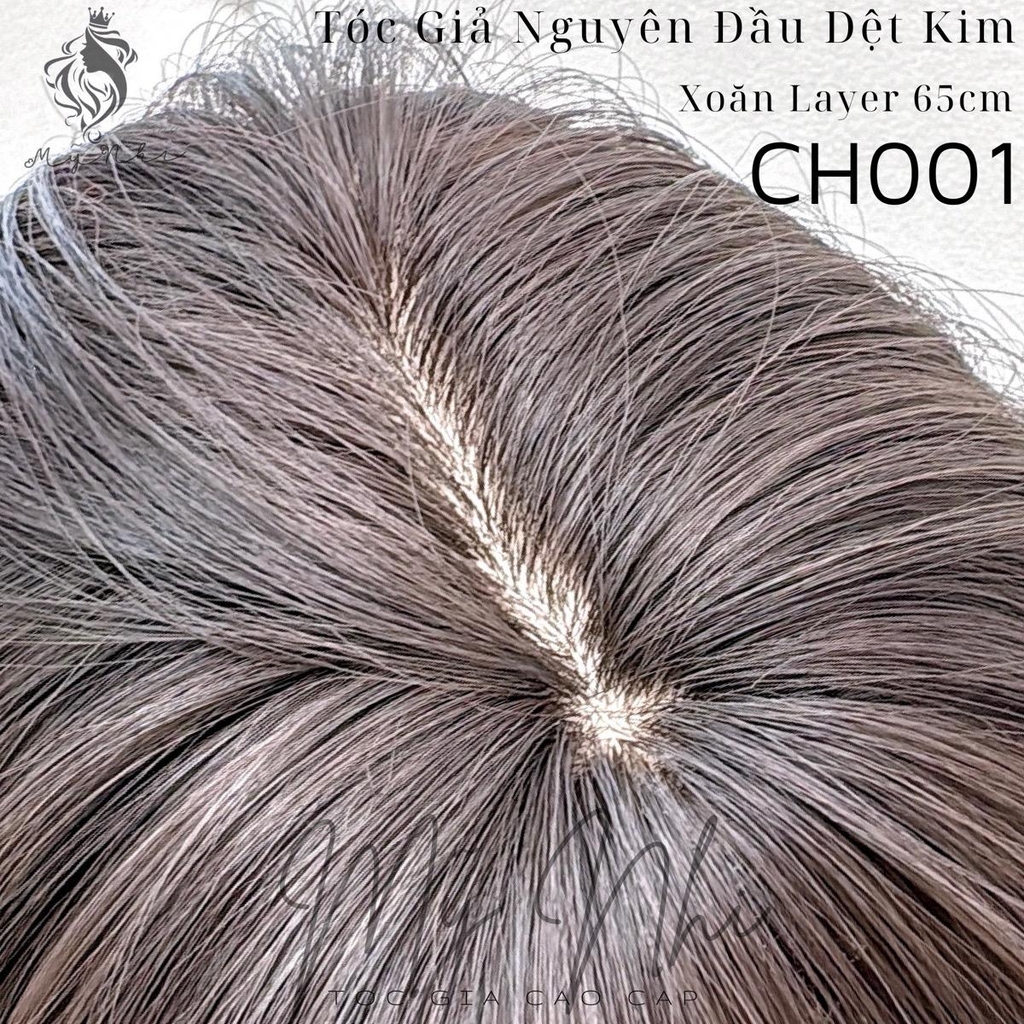 Tóc Giả Nguyên Đầu Dệt Kim CH001 Xoăn Layer Mái Thưa 65cm