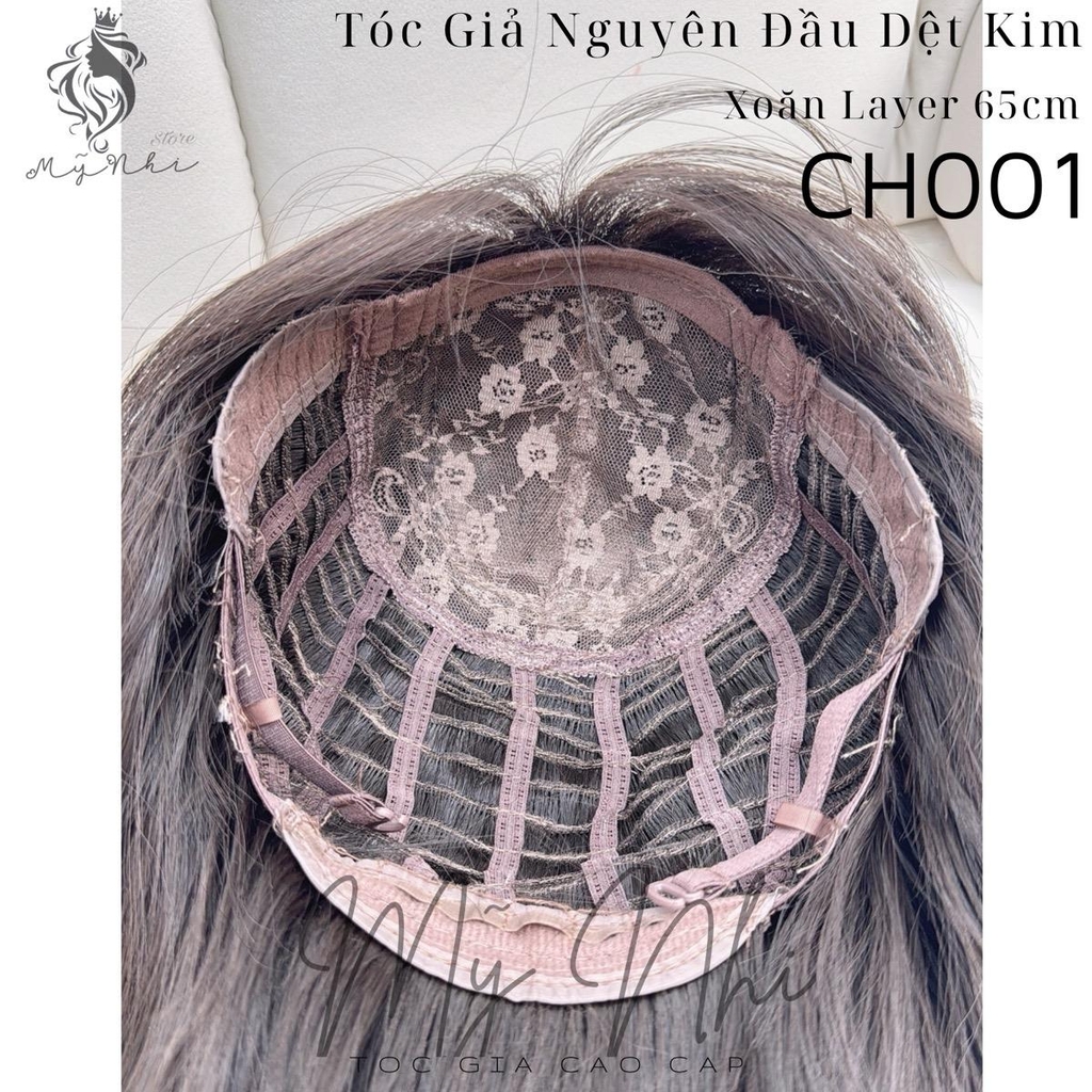 Tóc Giả Nguyên Đầu Dệt Kim CH001 Xoăn Layer Mái Thưa 65cm