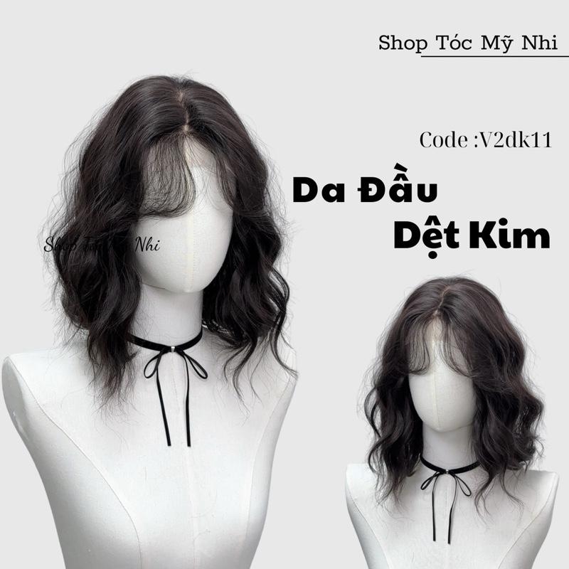 Tóc Giả Mỹ Nhi Da Đầu Dệt Kim V2DK011 Xù Sóng Ngắn 35cm