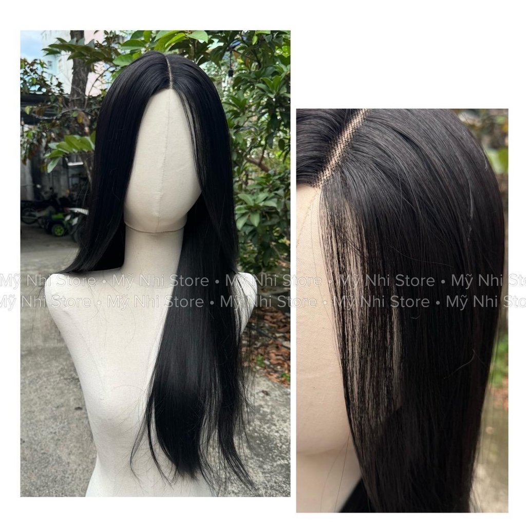 Siêu Da Đầu Tóc Giả Lưới Chữ T CC17 Thẳng Hai Mái Dài 65cm