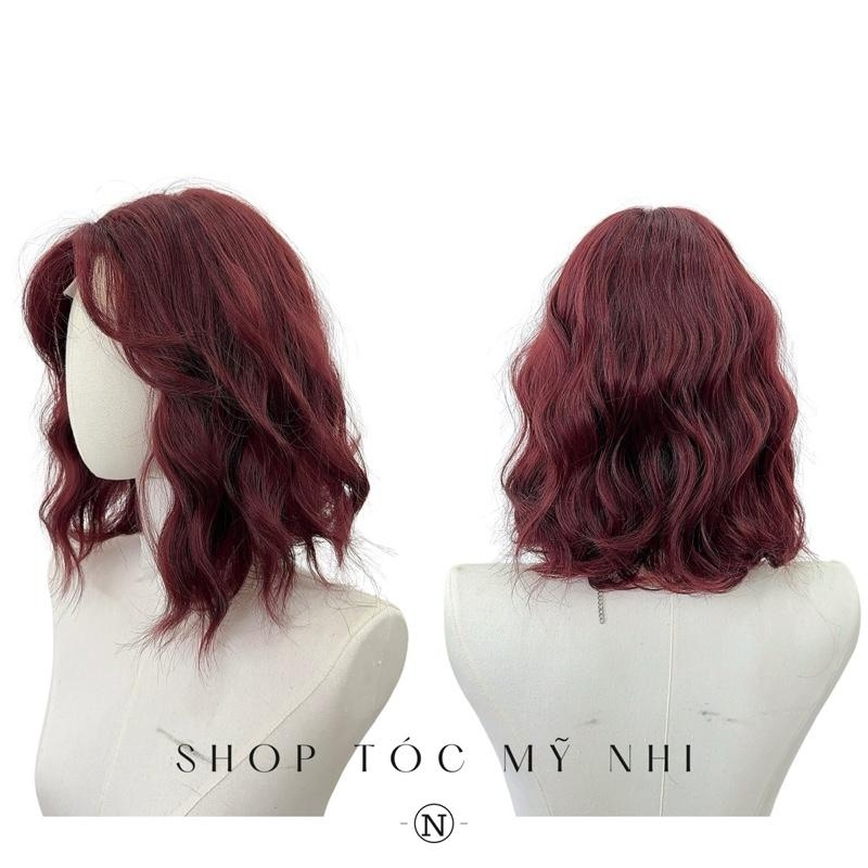 Tóc Giả Mỹ Nhi Xù Sóng Ngắn Ngang Vai Màu Tóc Đỏ Cherry s-dk2-1101 Da Đầu Dệt Kim